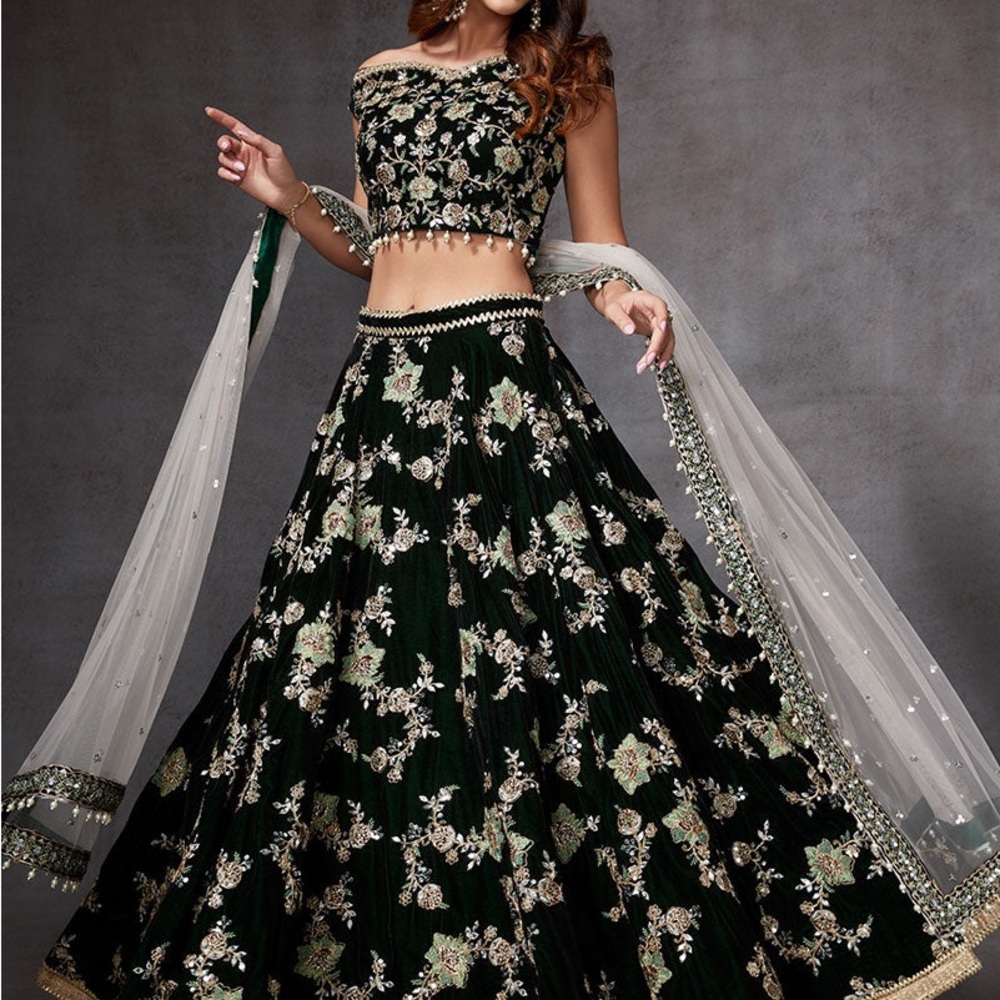 Elegant Black and Gold Embroidered Wedding Dress